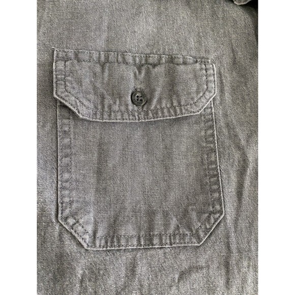 Wrangler Flex Gray Denim Chambray Shirt Mens Size XL Button‎ Western Long Sleeve - Picture 6 of 12